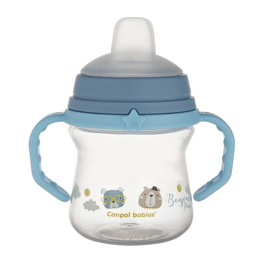 Canpolbabies CANPOL BABIES gertuvė su silikoniniu snapeliu, FirstCup BONJOUR PARIS, 6mėn+, 150ml, mėlyna, 56/612_blu – 5