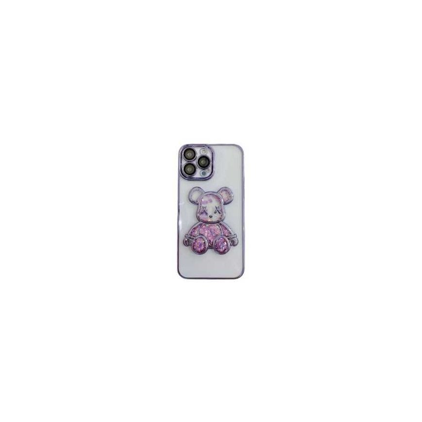 iLike Apple iPhone 15 Silikoninis dėklas Print Desire Bear Rožinė