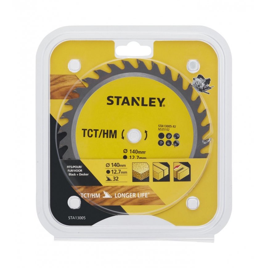 saw saw blade with carbide for wood 140/12.7 32 teeth Stanley [STA13005-XJ] – 2