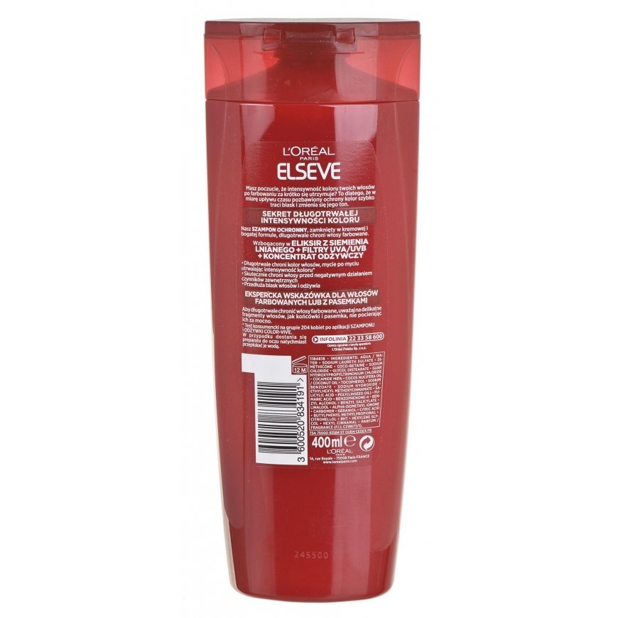 L'Oreal Paris Elseve Color Vive Šampūnas dažytiems plaukams 400 ml – 2
