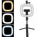 CP X1 LED 16cm Uzlādējama Selfie Lampa ar BT Pulti & Rokturi + Grīdas statīvu 20-90cm + Telefona stiprinājums