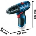 Cordless impact drill Bosch GSB 120-LI Professional, 12V 30/14Nm 2x2.0Ah