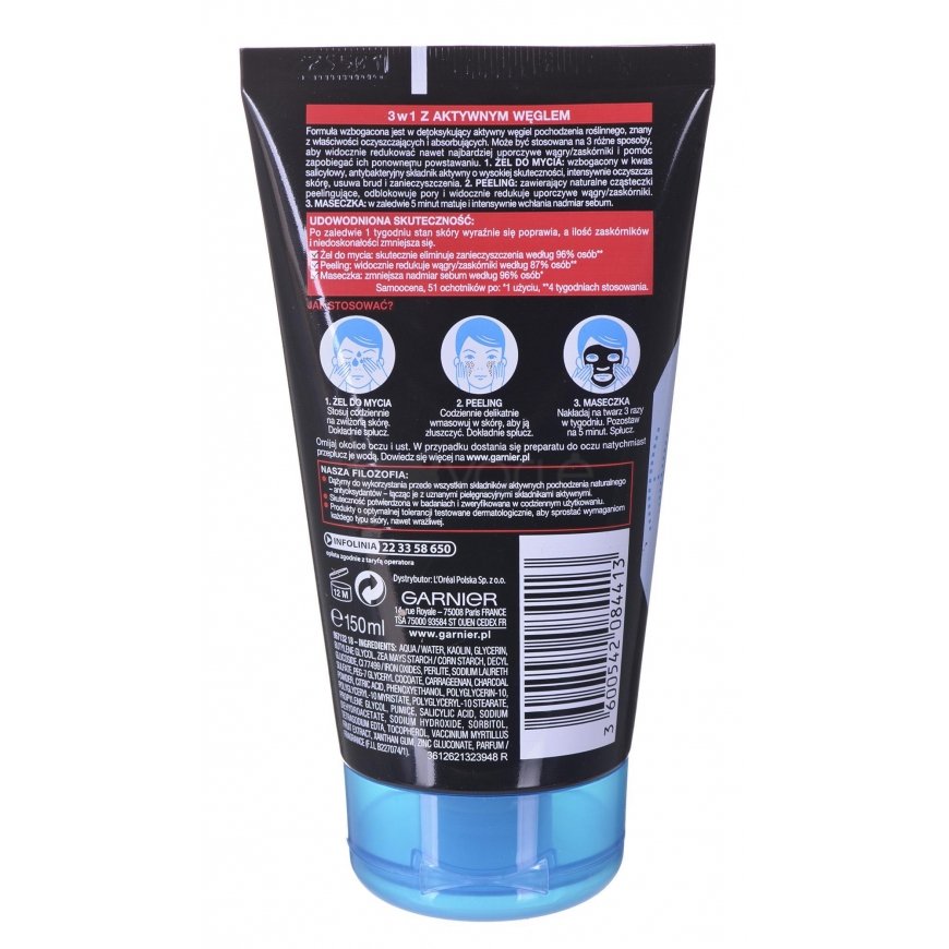 Garnier face wash gel Clean Skin Active Charcoal 3in1 150ml – 2