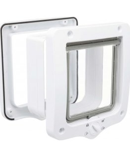 TRIXIE Hinged cat door with 2 tunnels, white, 4-way