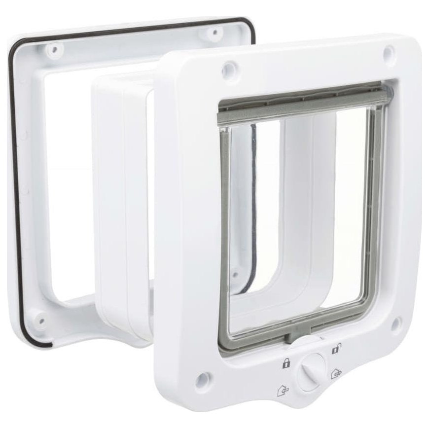 TRIXIE Hinged cat door with 2 tunnels, white, 4-way