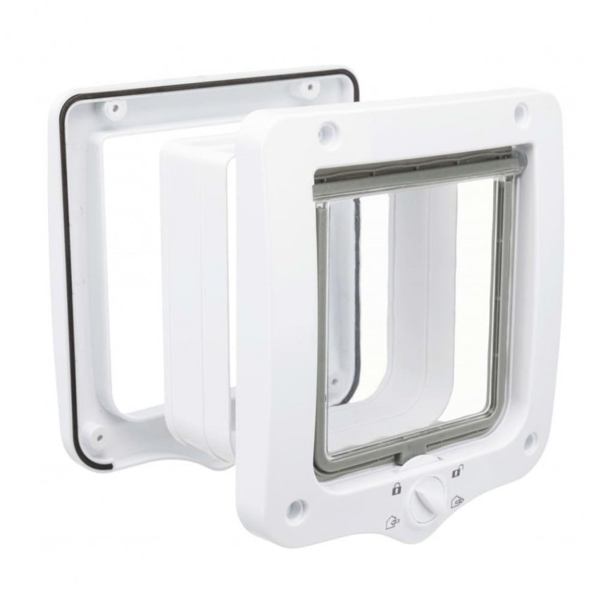 TRIXIE Hinged cat door with 2 tunnels, white, 4-way – 2