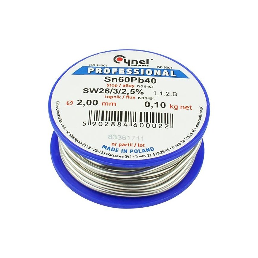 Cynel Unipress POLSKA 60314 Lydmetalis, skarda su kanifolija litavimui 2,0mm ritė 100g – 2