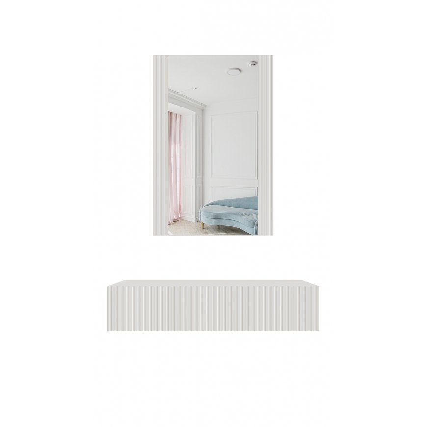 Cama Tualetinis staliukas su veidrodžiu PAFOS 80x41,6x100 baltas matinis
