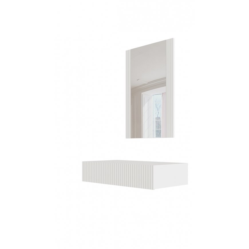 Cama Tualetinis staliukas su veidrodžiu PAFOS 80x41,6x100 baltas matinis – 2