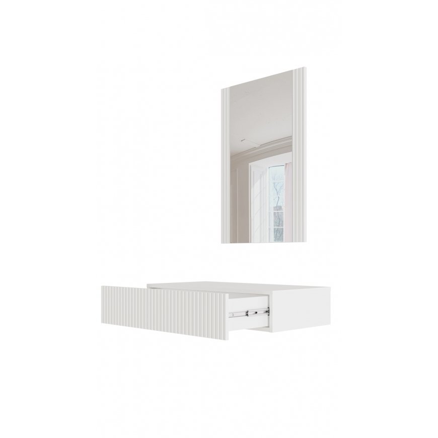 Cama Tualetinis staliukas su veidrodžiu PAFOS 80x41,6x100 baltas matinis – 3