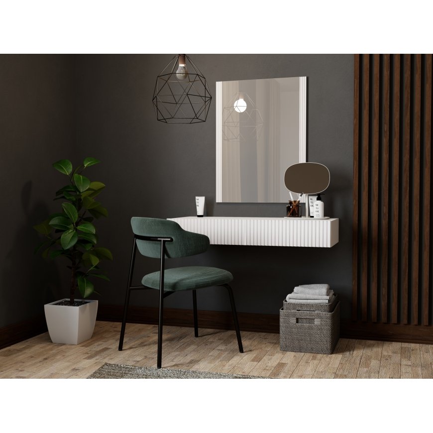 Cama Tualetinis staliukas su veidrodžiu PAFOS 80x41,6x100 baltas matinis – 4