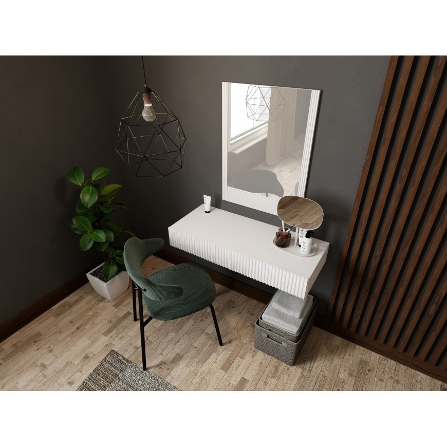 Cama Tualetinis staliukas su veidrodžiu PAFOS 80x41,6x100 baltas matinis – 5