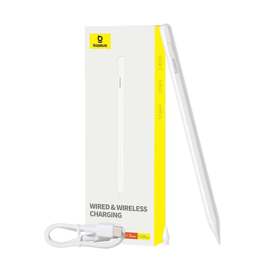 Active stylus Baseus Smooth Writing Series with wireless and cabled charging (White)