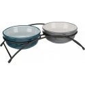TRIXIE Bowl set, ceramic-metal, 2x0.25 l, ø 13 cm-27x8x13 cm, petrol-light TRIXIE Bowl set, ceramic-metal, 2x0.25 l, ø 13 cm-27x8x13 cm, petrol-light