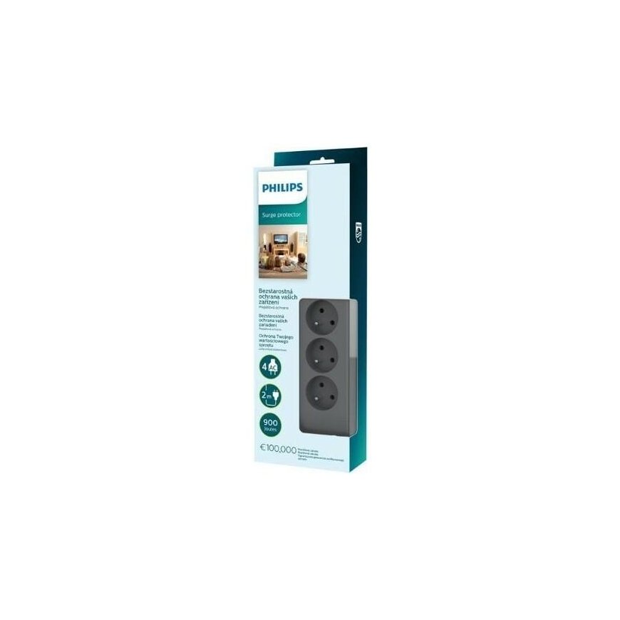 Philips Surge Protector, 4 Outlets, 2m Ball (SPN3140A/60) – 2