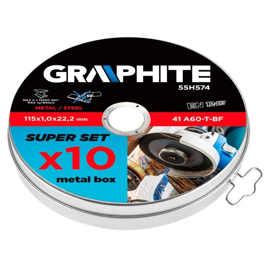 Graphite Grafitas Tarcza tnąca (Cutting disc for metal 115 x 1.0 x 22.2 mm, 41 A60-T-BF, set of 10 pieces) – 2