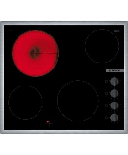 Bosch Serie 2 PKE645CA2E viryklė Juoda, Nerūdijančiojo plieno Įmontuoti 60 cm Keraminis 4 zone(s)
