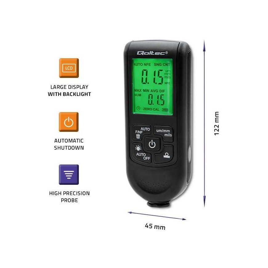 Qoltec Paint thickness gauge with LCD