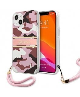 Guess GUHCP13SKCABPI iPhone 13 mini 5.4 inch Pink/Pink Hard Case Camo Strap Collection
