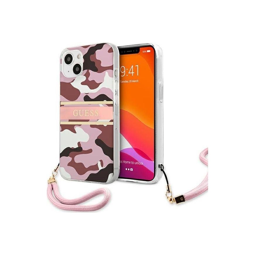 Guess GUHCP13SKCABPI iPhone 13 mini 5.4 inch Pink/Pink Hard Case Camo Strap Collection – 2