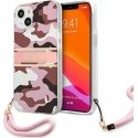 Guess GUHCP13SKCABPI iPhone 13 mini 5,4 colio rožinis/rožinis kietas dėklas Camo Strap Collection Guess GUHCP13SKCABPI iPhone 13 mini 5,4 colio rožinis/rožinis kietas dėklas Camo Strap Collection