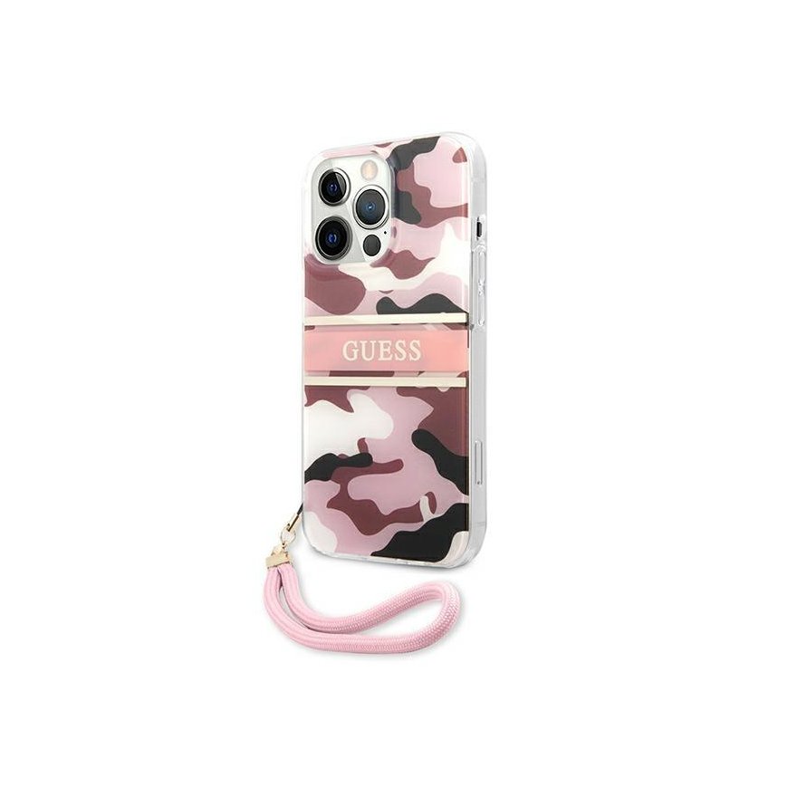 Guess GUHCP13SKCABPI iPhone 13 mini 5,4 colio rožinis/rožinis kietas dėklas Camo Strap Collection – 3