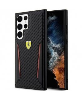 Ferrari Case for Samsung Galaxy S23 Plus FEHCS23MNPYK Black HC PU Carbon Contrast Edges
