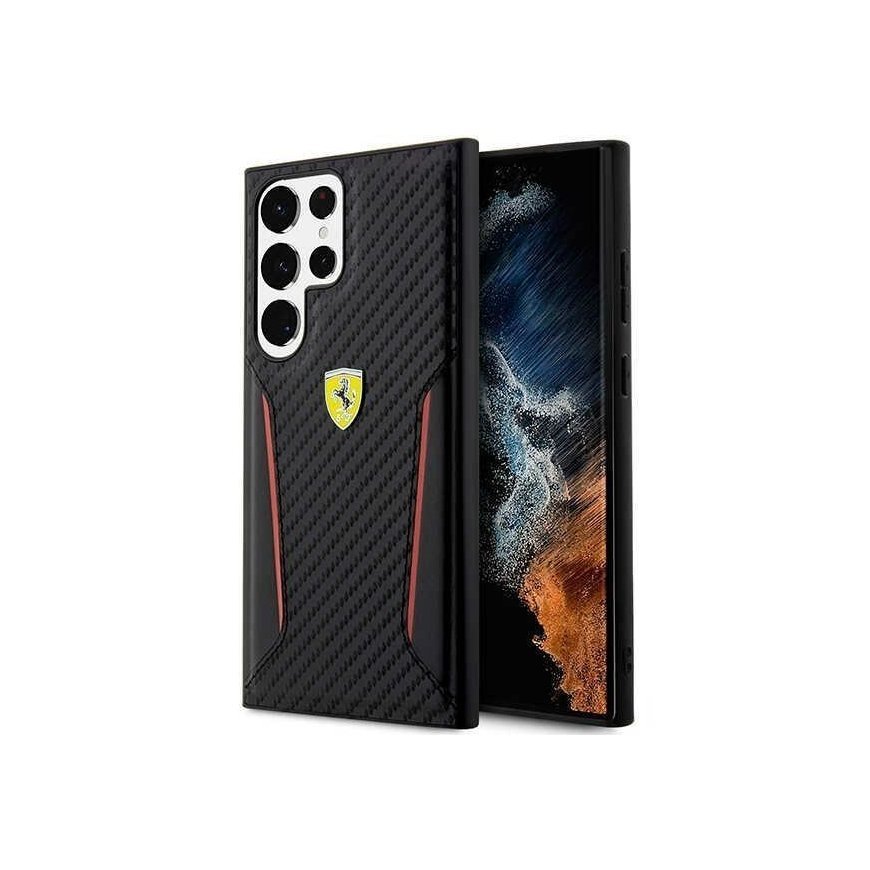 Ferrari Case for Samsung Galaxy S23 Plus FEHCS23MNPYK Black HC PU Carbon Contrast Edges