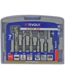 Grąžtas Tivoly Metalo grąžtų rinkinys 3-10mm, 7vnt, HSS, 1/4" kotelis, "Half-box"