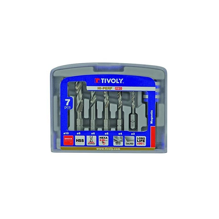 Grąžtas Tivoly Metalo grąžtų rinkinys 3-10mm, 7vnt, HSS, 1/4" kotelis, "Half-box" – 2