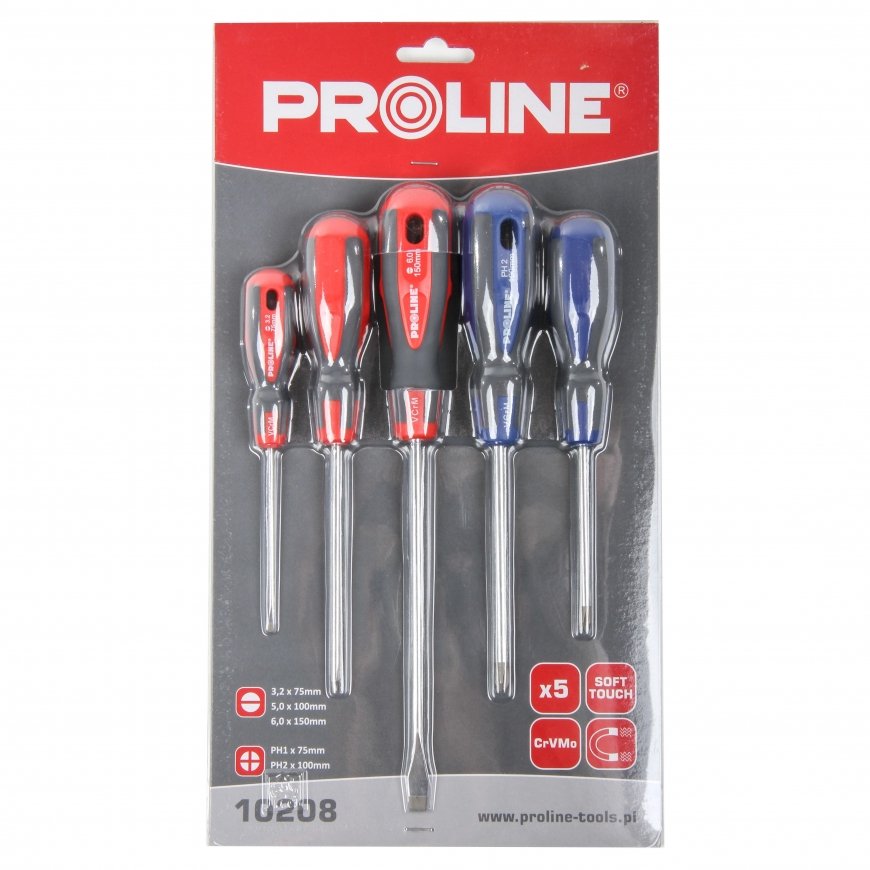10208 Professional CrV-Mo screwdriver set, Soft-touch, 5 pcs., Proline – 2
