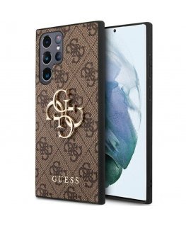 Case Guess case for Samsung Galaxy S23 Ultra GUHCS23L4GMGBR brown hardcase 4G Big Metal Logo