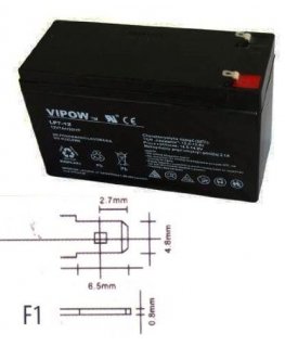 Lead battery VIPOW 12V 7.0Ah