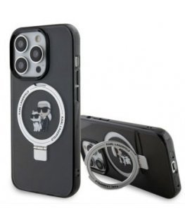 Karl Lagerfeld Apple iPhone 15 Pro Max Ringstand Karl and Choupette MagSafe Case Black