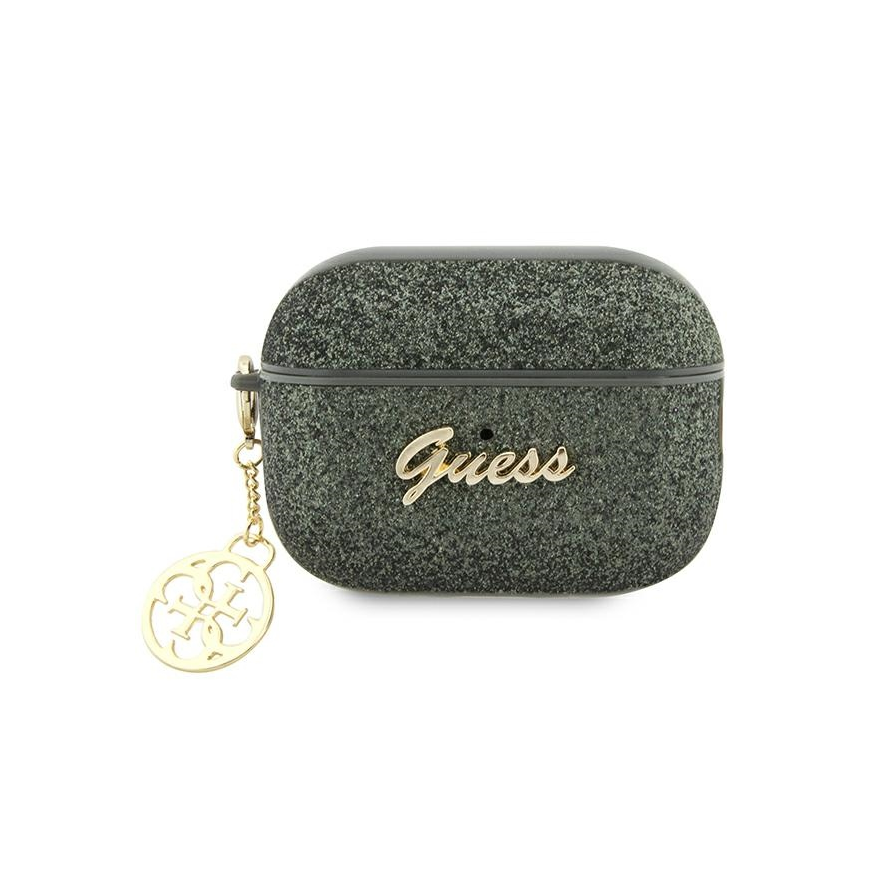 Earphones Guess Case Guess GUAP2GLGSHA Apple AirPods Pro 2 cover green/khaki Glitter Flake 4G Charm – 2