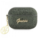 Earphones Guess Case Guess GUAP2GLGSHA Apple AirPods Pro 2 cover green/khaki Glitter Flake 4G Charm