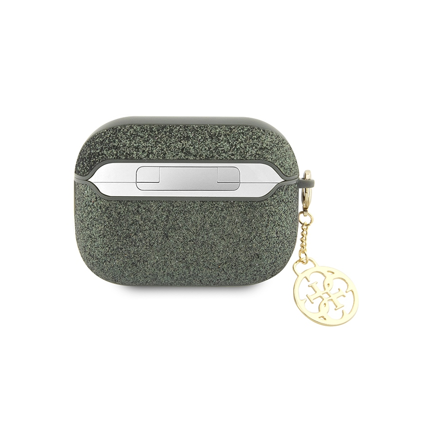 Ausinės Guess Dėklas Guess GUAP2GLGSHA Apple AirPods Pro 2 dangtelis žalias/khaki Glitter Flake 4G Charm – 3