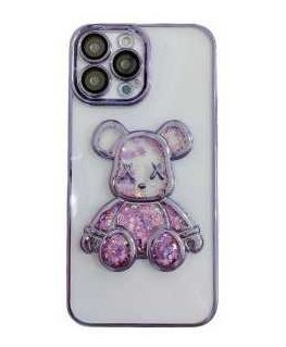 iLike Apple iPhone 13 Silicone Case Print Desire Bear Silver