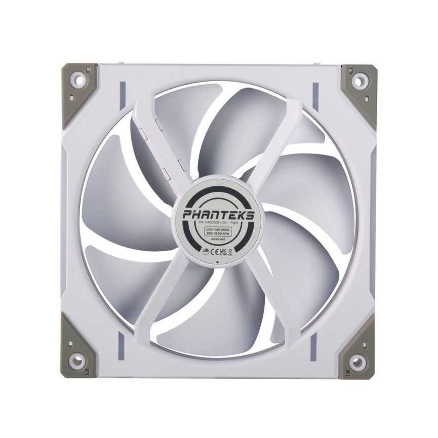 Phanteks D30 PWM Reverse Airflow, D-RGB Lüfter - 140mm, baltas – 4