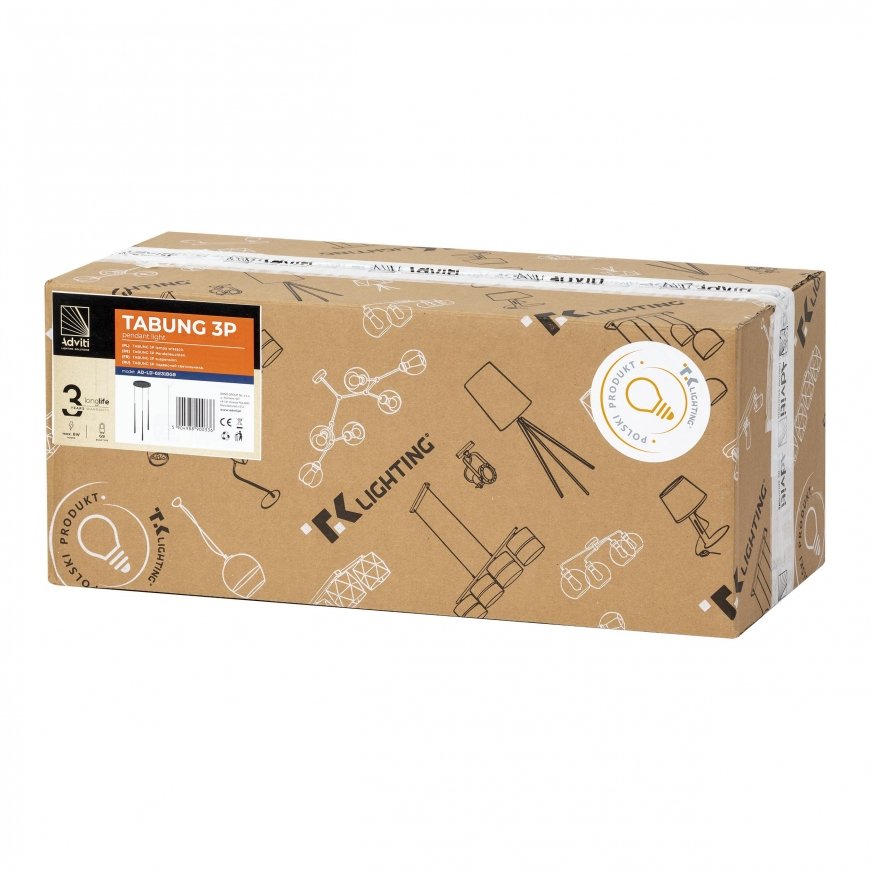 Orno TABUNG 3P, pakabinamas šviestuvas, G9 max.6W, juodas – 3