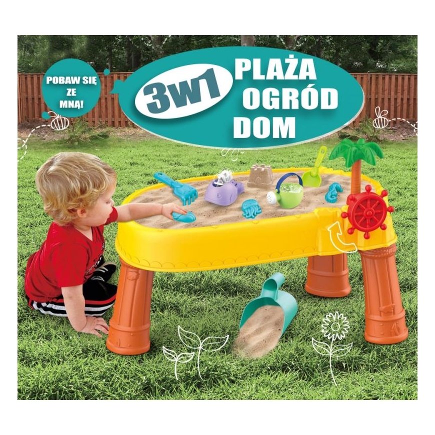 WOOPIE vandens staliukas 2in1 smėlio dėžė Pirate Ship 8 priedai – 2