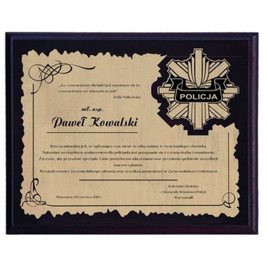 Tryumf Plastic diploma with engraved laminate