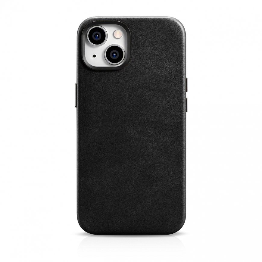 „iCarer Oil Wax Premium“ odinis dėklas „iPhone 14 Plus“ magnetinis odinis dėklas su „MagSafe Juodas“ (WMI14220703-BK)