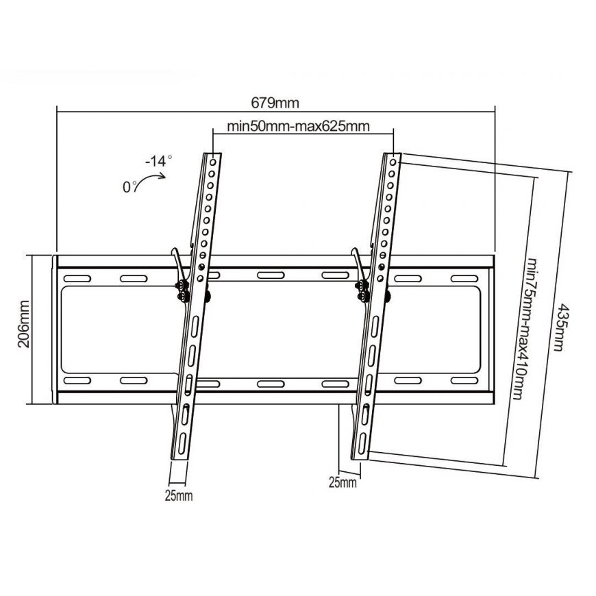 Cabletech Wall mount tiltable TV 37-70" (max. 35kg) – 3