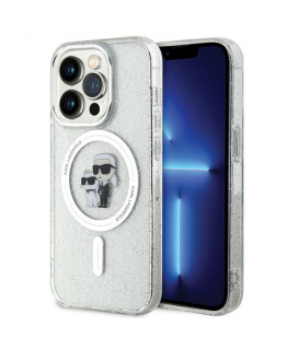Karl Lagerfeld dėklas, skirtas iPhone 15 Pro 6,1" KLHMP15LHGKCNOT skaidrus HC Magsafe IML KC Glitter