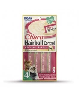 INABA Churu Hairball Chicken - kaķu cienasts - 4x14 g