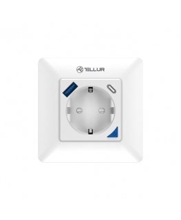 Tellur Smart WiFi Wall Plug 3600W 16A, PD20W, USB 18W, energy reading, white