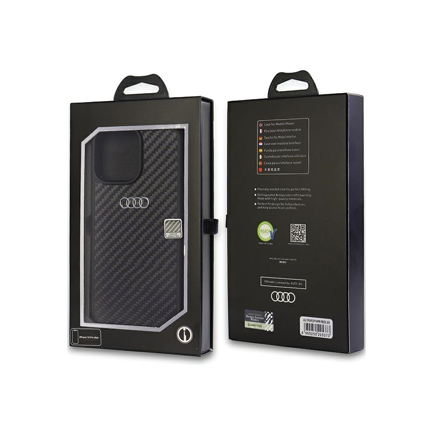 Dėklas Audi Carbon Fiber iPhone 14 Pro Max 6.7" juoda|juodas hardcase AU-TPUPCIP14PM-R8|D2-BK – 3