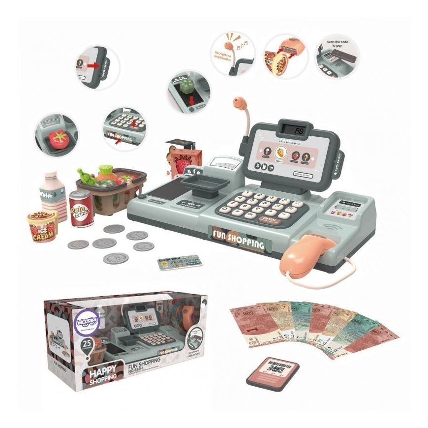Children's play box with accessories WOOPIE, gray