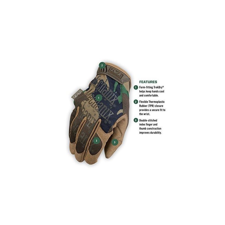 Mechanix Wear Gloves Mechanix The Original® Woodland Camo S size. Velcro, synthetic leather, TrekDry® – 4